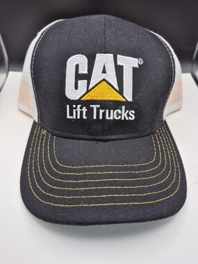 CAT Lift Trucks Black & White Mesh Trucker Hat with Yellow Accent